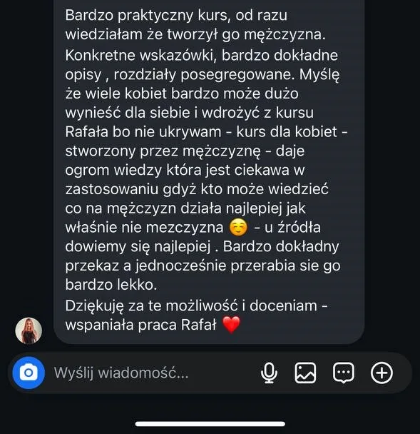 Wiadomość od Ani (ania.vibe.mentor) o kursie